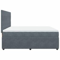 vidaXL Boxspringbett mit Matratze Dunkelgrau 200x200 cm Samt