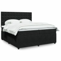 vidaXL Boxspringbett mit Matratze Schwarz 200x200 cm Samt