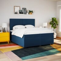 vidaXL Boxspringbett mit Matratze Blau 200x200 cm Stoff