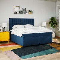 vidaXL Boxspringbett mit Matratze Blau 200x200 cm Stoff