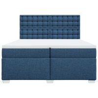 vidaXL Boxspringbett mit Matratze Blau 200x200 cm Stoff