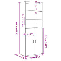 vidaXL Highboard Betongrau 70x42,5x185 cm Holzwerkstoff