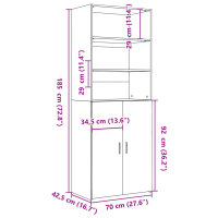 vidaXL Highboard Grau Sonoma 70x42,5x185 cm Holzwerkstoff