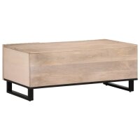 vidaXL Couchtisch Wei&szlig; 100x55x40 cm Massivholz Mango