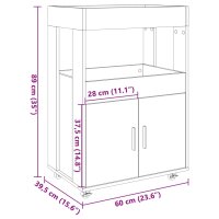 vidaXL Barwagen Grau Sonoma 60x39,5x89 cm Holzwerkstoff