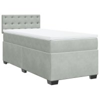 vidaXL Boxspringbett mit Matratze Hellgrau 90x190 cm Samt