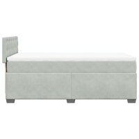 vidaXL Boxspringbett mit Matratze Hellgrau 90x190 cm Samt