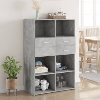 vidaXL Highboard Betongrau 80x42,5x124 cm Holzwerkstoff