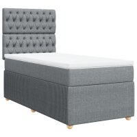 vidaXL Boxspringbett mit Matratze Hellgrau 90x190 cm Stoff