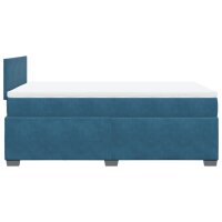 vidaXL Boxspringbett mit Matratze Dunkelblau 120x190 cm Samt