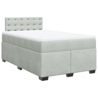 vidaXL Boxspringbett mit Matratze Hellgrau 120x200 cm Samt