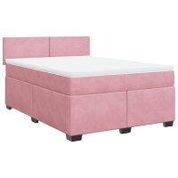 vidaXL Boxspringbett mit Matratze Rosa 140x190 cm Samt