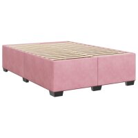 vidaXL Boxspringbett mit Matratze Rosa 140x190 cm Samt