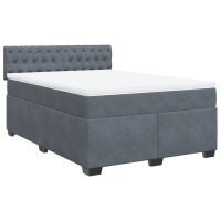 vidaXL Boxspringbett mit Matratze Dunkelgrau 140x190 cm Samt