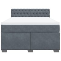 vidaXL Boxspringbett mit Matratze Dunkelgrau 140x190 cm Samt