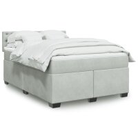 vidaXL Boxspringbett mit Matratze Hellgrau 140x190 cm Samt