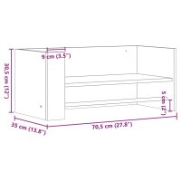 vidaXL Wandregal Grau Sonoma 70,5x35x30,5 cm Holzwerkstoff