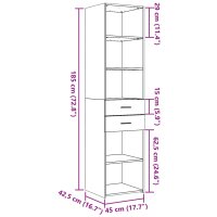 vidaXL Highboard Betongrau 45x42,5x185 cm Holzwerkstoff