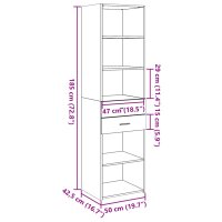 vidaXL Highboard Betongrau 50x42,5x185 cm Holzwerkstoff