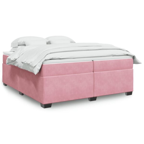 vidaXL Boxspringbett mit Matratze Rosa 200x200 cm Samt