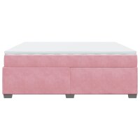 vidaXL Boxspringbett mit Matratze Rosa 200x200 cm Samt