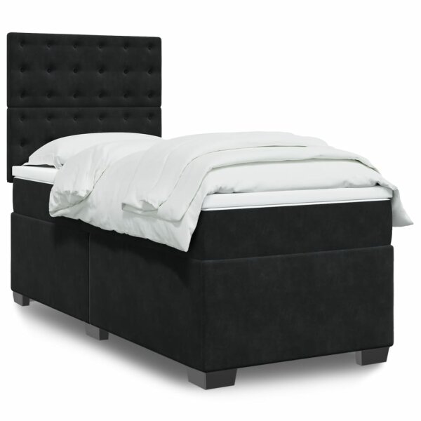 vidaXL Boxspringbett mit Matratze Schwarz 100x200 cm Samt