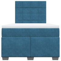 vidaXL Boxspringbett mit Matratze Blau 120x190 cm Samt