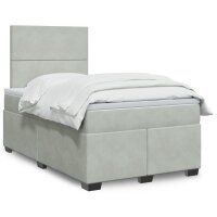 vidaXL Boxspringbett mit Matratze Hellgrau 120x200 cm Samt