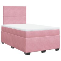 vidaXL Boxspringbett mit Matratze Rosa 120x200 cm Samt