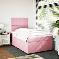 vidaXL Boxspringbett mit Matratze Rosa 120x200 cm Samt