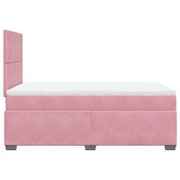 vidaXL Boxspringbett mit Matratze Rosa 120x200 cm Samt