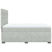 vidaXL Boxspringbett mit Matratze Hellgrau 140x190 cm Samt