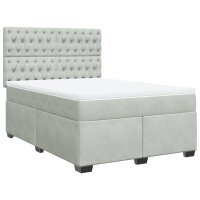 vidaXL Boxspringbett mit Matratze Hellgrau 140x190 cm Samt