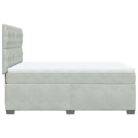 vidaXL Boxspringbett mit Matratze Hellgrau 140x190 cm Samt