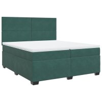 vidaXL Boxspringbett mit Matratze Dunkelgr&uuml;n 200x200 cm Samt