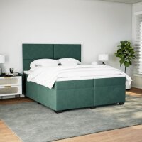 vidaXL Boxspringbett mit Matratze Dunkelgr&uuml;n 200x200 cm Samt