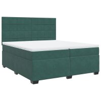 vidaXL Boxspringbett mit Matratze Dunkelgr&uuml;n 200x200 cm Samt