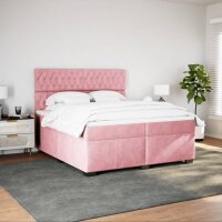 vidaXL Boxspringbett mit Matratze Rosa 200x200 cm Samt