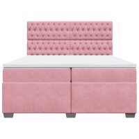 vidaXL Boxspringbett mit Matratze Rosa 200x200 cm Samt