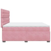 vidaXL Boxspringbett mit Matratze Rosa 200x200 cm Samt