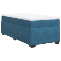 vidaXL Boxspringbett mit Matratze Dunkelblau 90x190 cm Samt