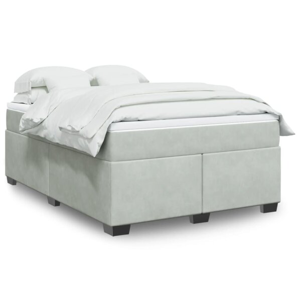 vidaXL Boxspringbett mit Matratze Hellgrau 140x190 cm Samt