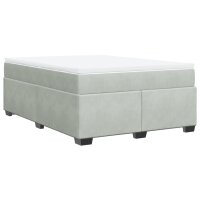 vidaXL Boxspringbett mit Matratze Hellgrau 140x190 cm Samt