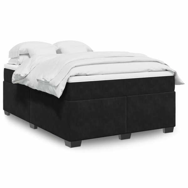 vidaXL Boxspringbett mit Matratze Schwarz 140x190 cm Samt