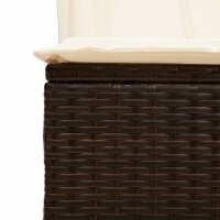 vidaXL Doppel-Sonnenliege mit Dach und Vorh&auml;ngen Braun Poly Rattan