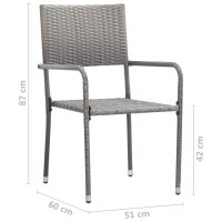 vidaXL Garten-Essst&uuml;hle 6 Stk. Stapelbar Grau Polyrattan