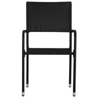 vidaXL Garten-Essst&uuml;hle 4 Stk. Stapelbar Schwarz Polyrattan