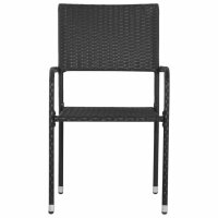 vidaXL Garten-Essst&uuml;hle 6 Stk. Stapelbar Schwarz Polyrattan