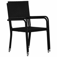 vidaXL Garten-Essst&uuml;hle 6 Stk. Stapelbar Schwarz Polyrattan