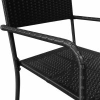 vidaXL Garten-Essst&uuml;hle 6 Stk. Stapelbar Schwarz Polyrattan